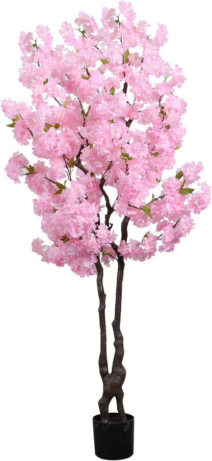 Faux Cherry Blossoms Tree Pink 6FT Artificial Cherry Blossom Tree Beautiful Flowering Trees for Home Christmas New Year Decor