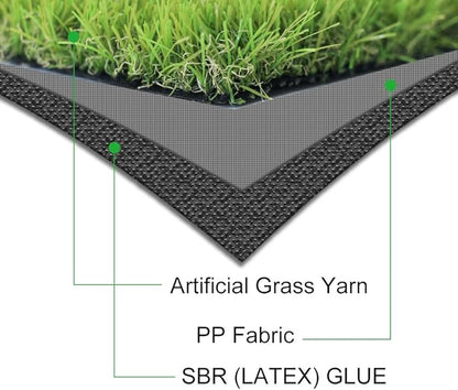 Artificial Grass Turf 5FTX24FT,1,38inch 4 Tone Realistic Synthetic Thick Fake Faux Grass Rug Astroturf Carpet Landscape for Dogs Indoor Outdoor Garden Lawn Mat, with Drainage Holes