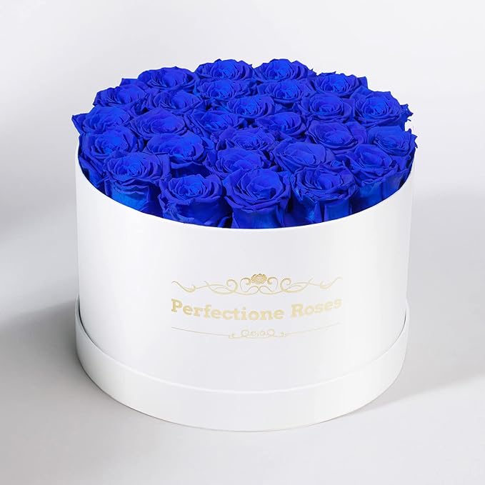 Perfectione Roses 27 Roses in a Box, Mothers Day Rose, Preserved Flowers for Her, Flowers for Delivery Birthday Gifts for Women (Royal Blue)