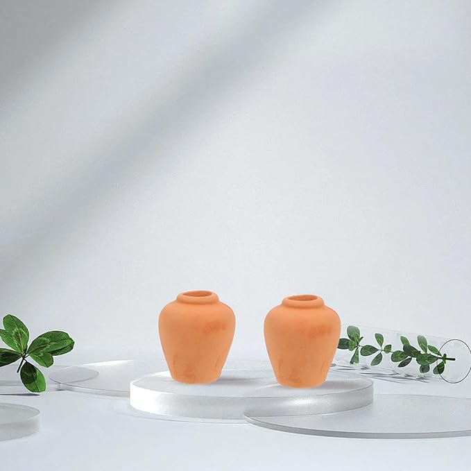 Milisten 2Pcs Miniature Terracotta Pots Small Clay Succulent Planters for Dollhouse Crafts and Desktop Garden Decoration Vintage Red Clay