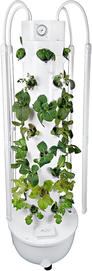 HX Hydroponic Tower | High Capacity Tower | Hydroponics Growing System Kit | Food Grade with 40 Net Pots (with LED Grow Lights)
