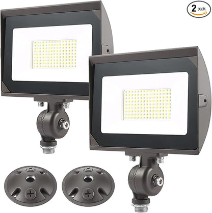 80W Outdoor LED Flood Light with 1/2" Knuckle Mount (Plate Included), 5000K Daylight 9600LM 120V, UL Waterproof LED Security Flood Lighting