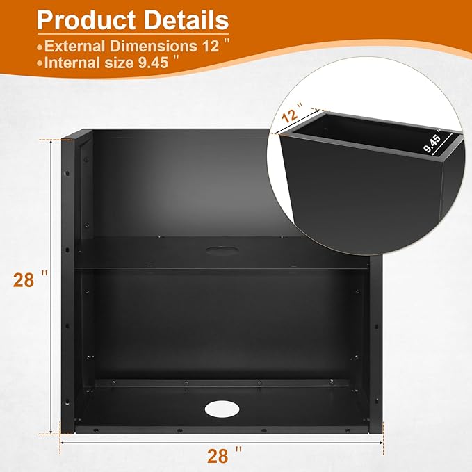 Metal Planter Box 28"x12"x28", Rectangular Steel Planter Box Frost Proof Rust Resistant Indoor&Outdoor, Heavy Duty Steel Planter for Commercial and Residential Use