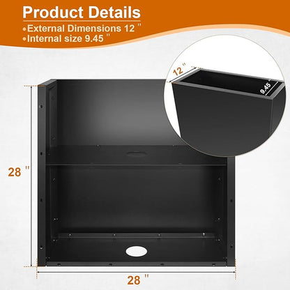 Metal Planter Box 28"x12"x28", Rectangular Steel Planter Box Frost Proof Rust Resistant Indoor&Outdoor, Heavy Duty Steel Planter for Commercial and Residential Use