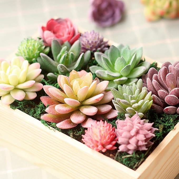 Augshy Artificial Succulents, 16 Pack Fake Succulents Plants Artificial Small Fake Plants Faux Succulents Unpotted for Lotus Landscape Decorative Garden Arrangement Decor