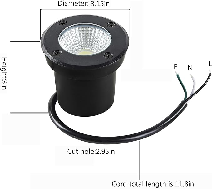 Outdoor Landscape Lights,5W 500lm,High Voltage 110V 120V Ground Lights,IP65 Waterproof LED Well Light,3CCT Selectable Underground Lamps Wired for Garden,Pathway,Driveway,Pack of 8