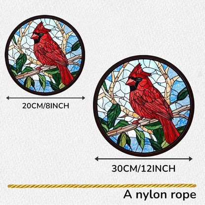 Acrylic Stained Window Hanging Cardinal Acrylic Decoration for Indoor Outdoor Home Bar Office Garden Plastic Ornament Decor 8x8 Inch