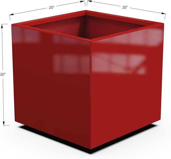 Plantercraft Powder-Coated Aluminum Planter Box - Square Cube - Metal All Weather | Indoor Outdoor | Made in USA | Fully Assembled