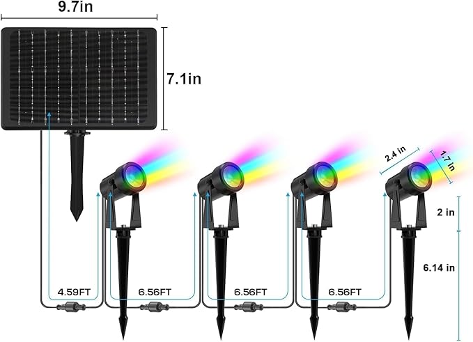 ZYAN Solar Color Changing Outdoor Spotlights with Remote, IP65 Waterproof RGB Landscape Lighting for Garden Yard Path 8 Pack (2x4Pack)