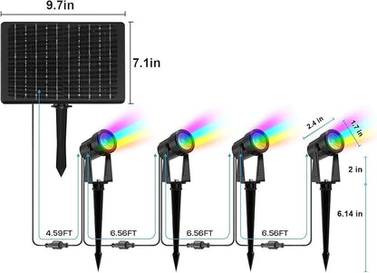 ZYAN Solar Color Changing Outdoor Spotlights with Remote, IP65 Waterproof RGB Landscape Lighting for Garden Yard Path 8 Pack (2x4Pack)