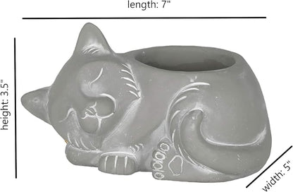 Classic Home and Garden Cement Buddies Animal Planter - Cute Desk Decoration - UV Coated Animal Vase w/Drain Plug - Succulent Plant Pot for Indoor/Outdoor Use (Cat Planter, Natural, Small)