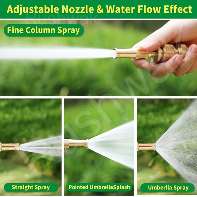 Solid Brass Garden Hose Nozzle – Heavy Duty Adjustable Twist Water Spray Nozzle, High Pressure Jet to Fine Mist, Leak-Proof Design for Gardening, Car Washing & Patio Cleaning