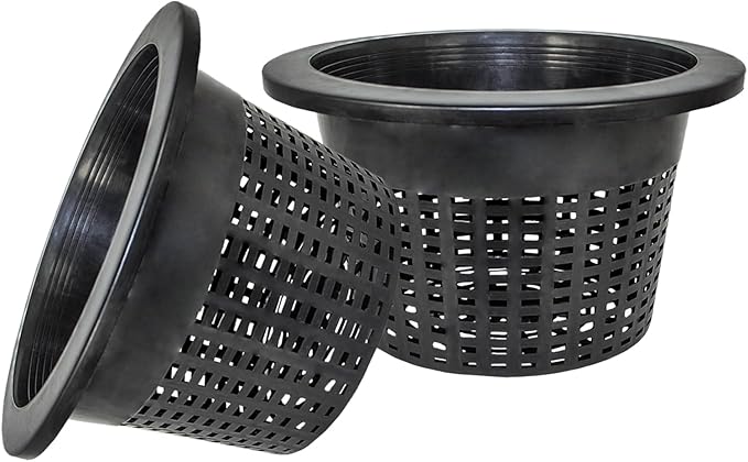 HG10MESHPOT 10-Inch Wide Lip Mesh Net Pots (2-Pack), 5 Gallon Bucket Lids for DWC Hydroponics, Perfect for Pitcher Plant Cultivation
