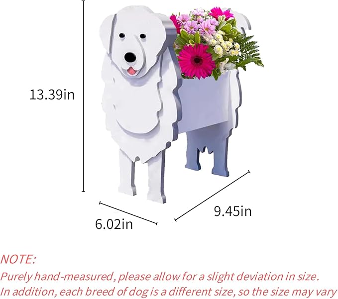 Great Pyrenees Dog Planter Plant Pots,Cute Dog Flower Planter,Gifts for Pet Lovers,Unique Animal Plant Pots,Office,Indoor Outdoor Garden Decor(9.45 * 6.02 * 13.39in)