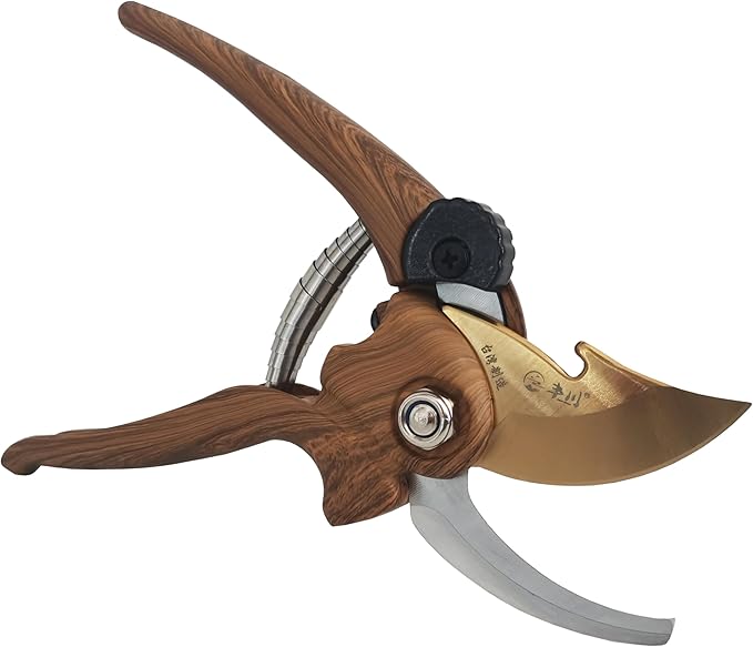 Pruning Shears for Gardening, Garden Scissors and Clippers, Professional Branch Garden Secateurs (Wood-like grain)