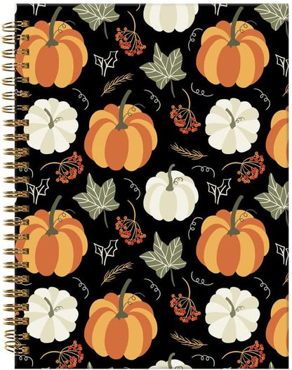 Spiral Journal Notebook,A5 Hardcover Lined Journals for Women Girl 6 x 8.3 in,120 Pages Thick Paper,Cute College Ruled Writing Notebook for Gifts Office Work School(Autumn Pumpkin Leaf)