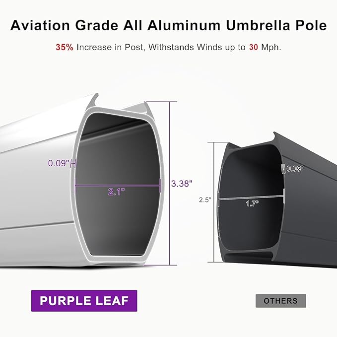 PURPLE LEAF Patio Umbrella 9ft Outdoor Square Umbrella Large Cantilever Umbrella Windproof Offset Heavy Duty Sun for Garden Deck Pool Patio, Terra