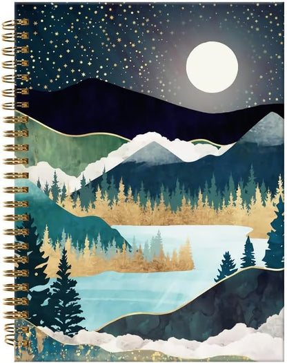 Spiral Journal Notebook,A5 Hardcover Lined Journals for Women Girl 6 x 8.3 in,120 Pages Thick Paper,Cute College Ruled Writing Notebook for Gifts Office Work School(Abstract Landscape Mountain)