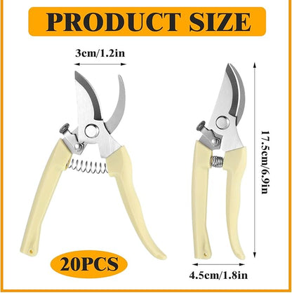 20Pcs Pruning Shears for Gardening, Beige Garden Clippers Handheld Heavy Duty Plant Scissors Bypass Pruning Shears for Gardening Yard Hedge Flowers Tree Trimming Plant Cutter