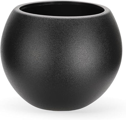 15.8”Dx12.2”H Lightweight Durable Modern Plastic Sphere Planter with Drainage Hole & Rubber Plug Weather Resistant,Planters for Indoor Plants & Outdoor,Large Plant Pot,(black, 10.4" Pot Opening)