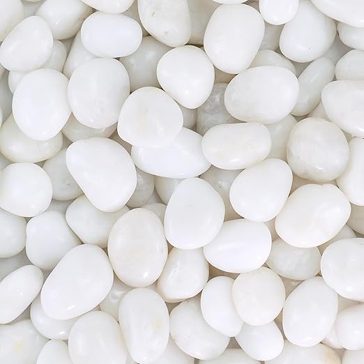 River Rocks for Landscaping,20lbs White Pebbles for Indoor Plants, 0.5-1.2 Inch Decorative Rocks for Planters, High Polished Stones for Vase Filler Fish Tank Garden