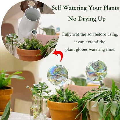 3pcs Plant Self Watering Device, Blown Glass Automatic Watering Globes, Self Watering Planter Insert for Indoor Outdoor Pot Plant, Home Garden Patio Hanging Plant Waterer
