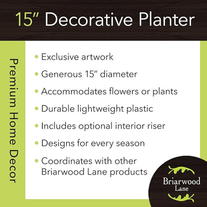Briarwood Lane Tan and Red Floral Large Planter