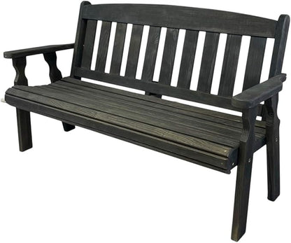Amish Casual Outdoor Heavy Duty 800 LB Mission Pressure Treated Garden Bench(5 Foot, Semi-Solid Black Stain)