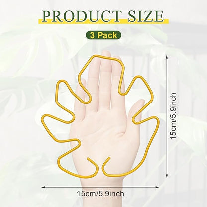 3PCS Monstera Plant Support, Metal Plant Supports Plant Stem Holder Plant Support Ring Stabilizer Durable for Climbing Plants Indoor Outdoor Moss Pole (Gold)