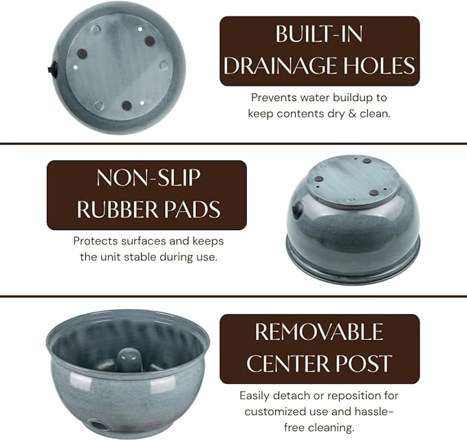 Monarch Abode Garden Hose Holder with Lid – Decorative Water Hose Holders for Outside, Smooth Metal Patina Pot with Drainage, 100ft Waterhose Holder for Outside, Garden Storage Caddy