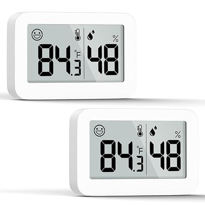 DOOMAY 2-Pack Mini Hygrometer Indoor Thermometer, Humidity Gauge with Switch (℃/℉), Humidity Meter Digital Temperature Monitor for Greenhouse Babyroom Cellar Reptile Incubator Closet