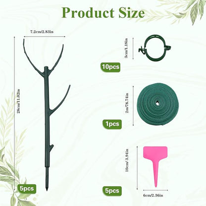 21PCS Stackable Monstera Plant Support Stakes for Indoor & Outdoor Plants, Includes Clips, Tags, Suitable for Supporting Monstera and Climbing Plants,for Vine Climbing and Stem Stabilization