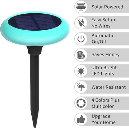 Solar Garden Pathway Lights Color Changing LED Disc Stakes 6 Pack Outdoor Landscape Lighting for Yard Park Walkway Outdoor Solar Lights Solar Driveway Lights