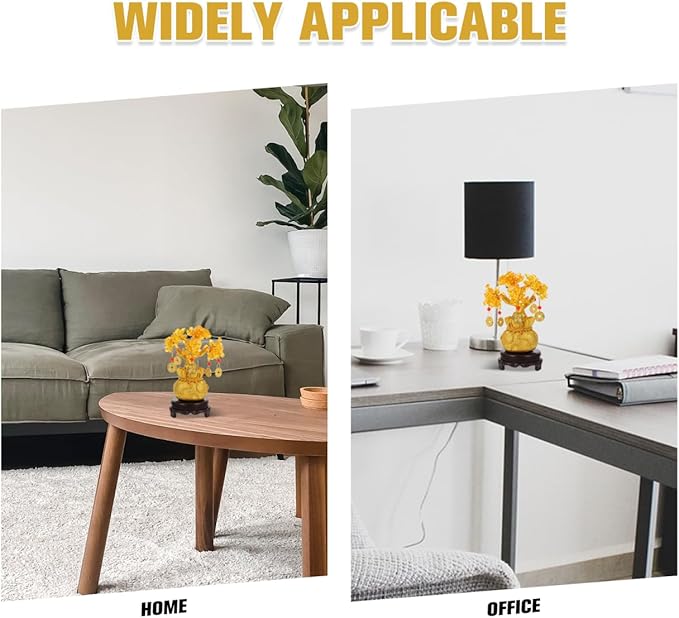 Didiseaon Crystal Money Tree: Feng Shui Ornaments Chinese Money Crystal Bonsai Tree Indoor for Wealth and Luck, Home Decoration with Coins Base and Knot Amulet