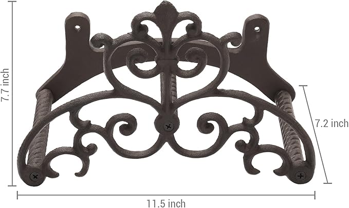 MyGift Cast Iron Garden Hose Holder, Heavy Duty Wall Mounted Water Hose Holder Reels, Garden Hose Hanger with Vintage Scrollwork Design for Outside