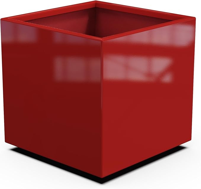 Plantercraft Powder-Coated Aluminum Planter Box - Square Cube - Metal All Weather | Indoor Outdoor | Made in USA | Fully Assembled