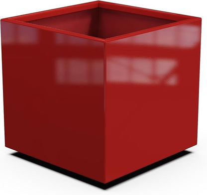 Plantercraft Powder-Coated Aluminum Planter Box - Square Cube - Metal All Weather | Indoor Outdoor | Made in USA | Fully Assembled