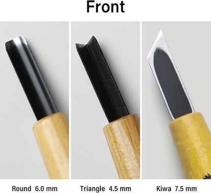 Wazakura 3PCS Bonsai Chisel Kit with Round Gouge, Single Bevel Skewed and V-Parting Tool, Hand Carving Tool Set for Jin Shari Making, Woodworking Knife Pack (3PCS Bonsai Chisel Kit)