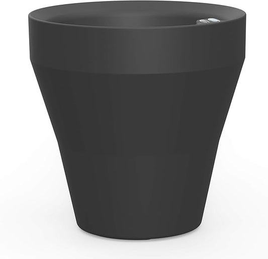 Crescent Garden Rim TruDrop Planter, Self-Watering Plant Pot, 26-Inch (Caviar Black)