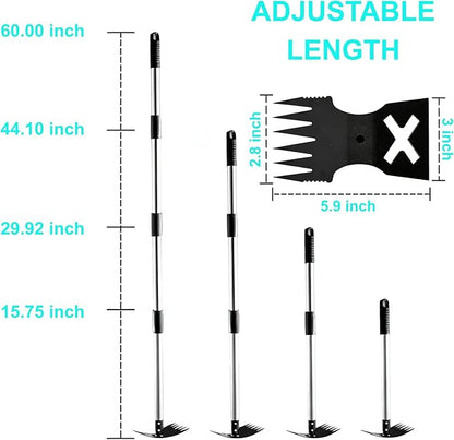 warmtree Weed Puller Tool - 2 in 1 Gardening Tools with 60" Long Handle, Heavy Duty Manual Weeder Remover for Lawn and Garden, Stand Up Weed Puller for Yard, Patio Weeding & Soil Leveling
