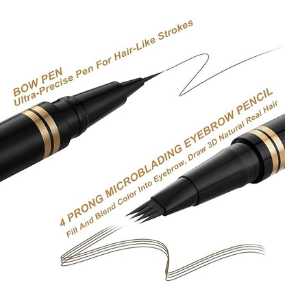 Eyebrow Pen Makeup Kit, with 4 Tip Waterproof Microblading Eyebrow Pencil, Eyeliner, Eyebrow Pomade and Dual-ended Eyebrow Brush, Brow Pencil Eyebrow Kit for Natural Looking - Ash Brown