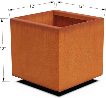 PLANTERCRAFT Corten Steel Planter Square Cube Metal Garden Box Heavy Duty | Made in USA | Fully Assembled | Commercial Residental Outdoor