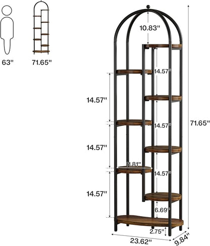 Tribesigns 8-Tier Plant Stand Indoor, 70" Tall Arched Plant Shelf with Metal Frame, Multi-Tier Flower Stand Pot Holder Corner Display Rack for Patio, Balcony, Garden, Living Room, Brow& Black