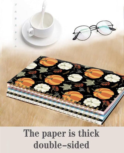 Spiral Journal Notebook,A5 Hardcover Lined Journals for Women Girl 6 x 8.3 in,120 Pages Thick Paper,Cute College Ruled Writing Notebook for Gifts Office Work School(Autumn Pumpkin Leaf)