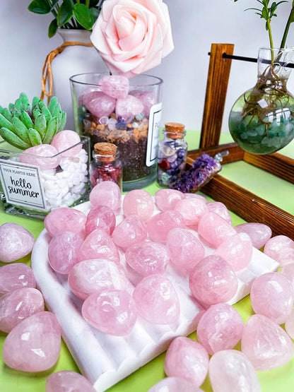DUQGUHO Rose Quartz Healing Crystals Stones Set Natural Bulk Crystals Tumbled Polished Irregular Crystal Stones Bulk Rocks 0.45 lbs