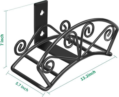 TomCare Garden Hose Holder Heavy Duty Water Hose Holder Solid Metal Hose Hanger Wall Mount Decorative Durable Garden Hose Storage Hose Reel Hose Organizer for Outside Yard, Black