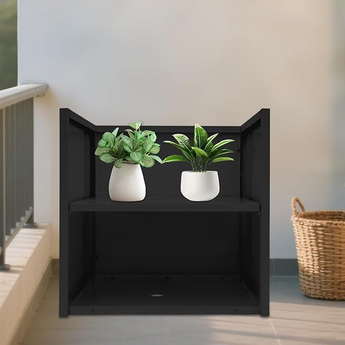 DYNAMI Square Planter Box with Removable Partition,26x26x26in Steel Metal Planters Large Cube Plant Pot for Outdoors,Modern Heavy Duty Flower Pot for Patio, Deck, Yard, Garden (Black, 26inch)