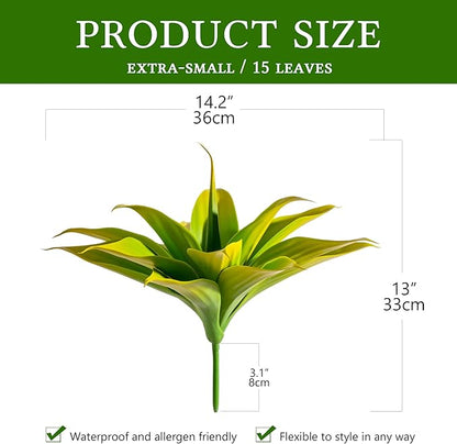 Artificial Agave Faux Agave 14.2In Fake Greenery Outdoor Artificial Plant Fake Plant for Indoor Home Decor Plastic Plant Outdoor Decoration Front Porch Decor Simulation Plants 2Pack,Yellow