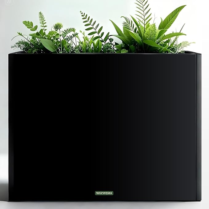 Modern Metal Planter Box 36" L x 9" W x 26" H – Rectangular Galvanized Steel Raised Garden Bed with Drainage Holes & Removable Shelf – Sleek Outdoor & Indoor Flower Planter for Patio, Yard & Porch