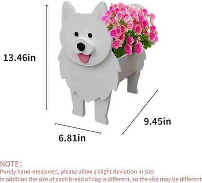 Samoan Dog Planter Plant Pots,Cute Dog Flower Planter,Gifts for Pet Lovers,Unique Animal Plant Pots,Office,Indoor Outdoor Garden Decor(9.45 * 6.81 * 13.46in)